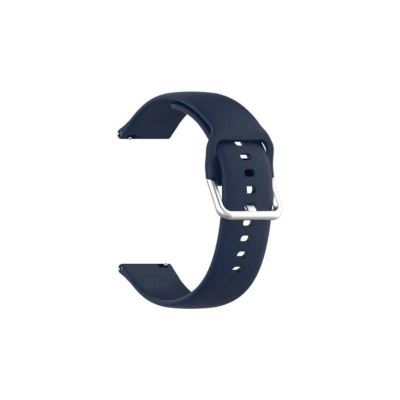 Браслет силиконовый без кнопки 20мм для часов Amazfit GTR 42mm, GTS, Bip, Haylou LS02 (темно-синий)